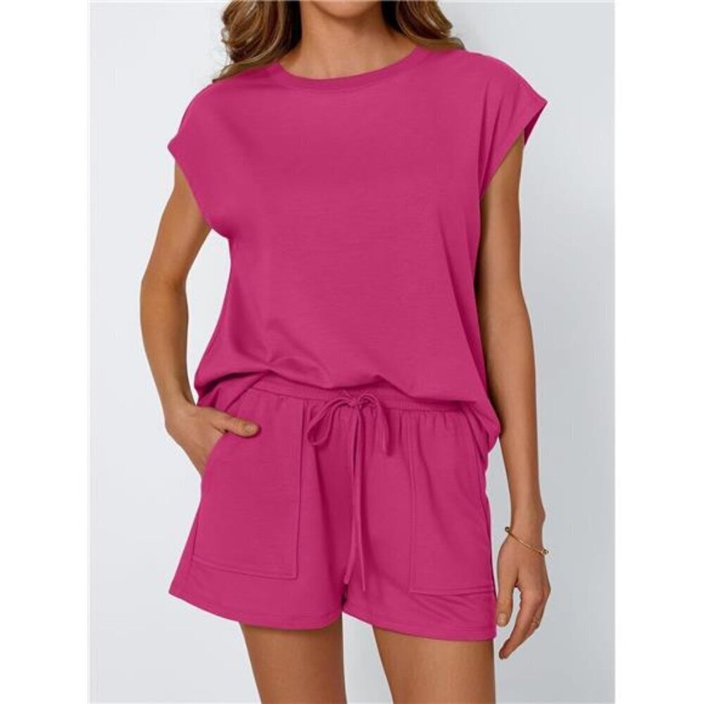 Round Neck Cap Sleeve Top and Shorts Set - Picture 3 of 16